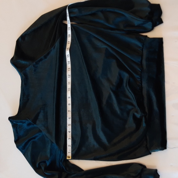 GUC Maeve by Anthropologie Forest Green Velvet Knit Top Sz Small - Picture 5 of 6